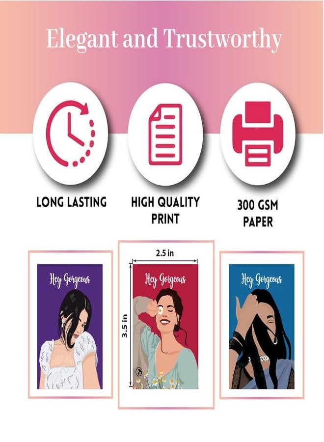 D2C Card Stock 300 GSM Thick Jewelry Display Tag Cards � Elegant Packaging for Earrings, Necklaces, & Accessories | Long-Lasting, Women Illustration Print 020 | Pack of 105 - Image 2